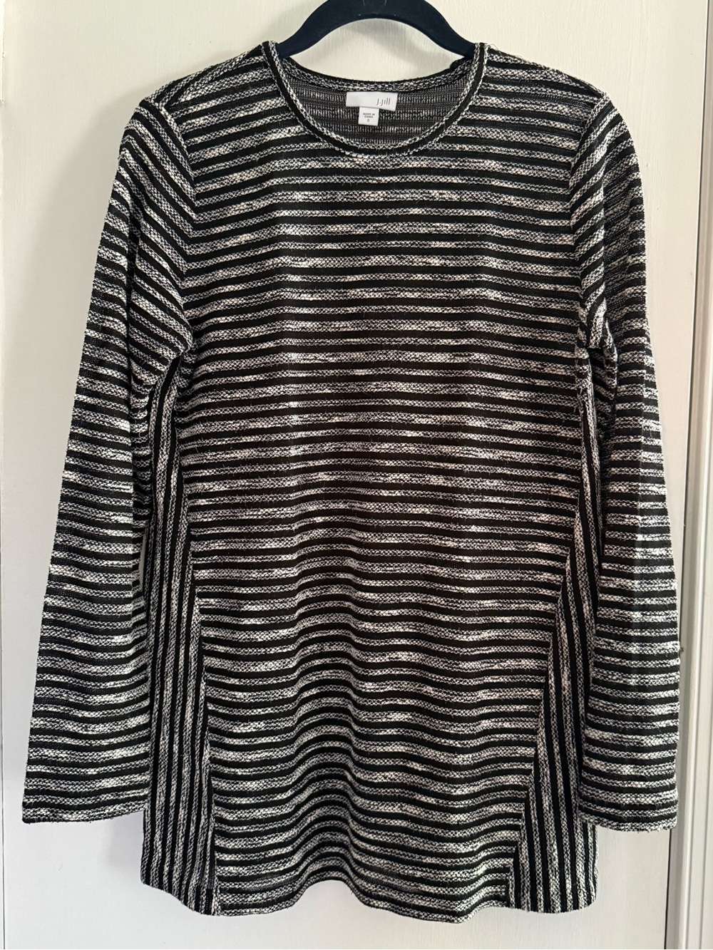 J. Jill Black and White Striped Long-Sleeve Top Size S